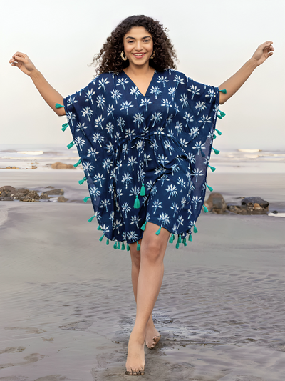 Women's indian origin Indigo Short Kaftan in all sizes.